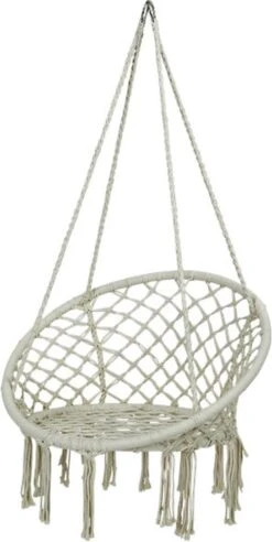 Macramé Hangstoel Beige - Beige Hangstoel - Hangstoel Touw - Hangstoel - Tot 110KG - Eenpersoons Hangstoel - Hang Stoel 1 Persoon - Hangstoel Voor Binnen - Hangstoel Zonder Standaard - Hangstoel Buiten -Tuin Verkoop 603x1200
