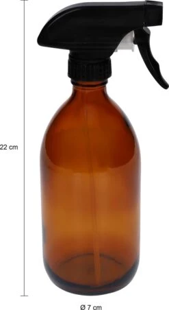 QUVIO Sprayfles - Spuitfles - Plantenspuit - Schoonmaak Spuit - Huishoudspray - Leeg/Hervulbaar - Kamerspray - Allesreiniger - Glazen Sprayflacon - Waterspuit - Kappersspuit - 500 Ml - Glas - Bruin - Zwart -Tuin Verkoop 656x1200
