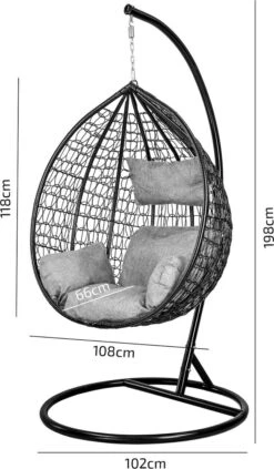 Hangstoel - Ei Stoel - Met Frame - Zwart Beige - Tot 125 Kg -Tuin Verkoop 700x1200
