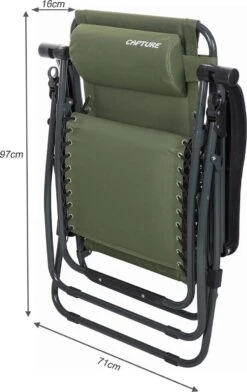 Capture Outdoor, Opklapbare Luxe Ligstoel "Relax RZ-1", Verstelbare Rugleuning, Luxe Armleuningen, Opgespannen Gevoerd Doek, Afneembaar Kussen, … -Tuin Verkoop 757x1200