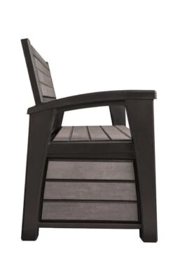 Keter - Hudson Bench Box - 2-zits Bank - Opbergbox - Hout Look & Feel - 227L - 138x63x89cm - Antraciet -Tuin Verkoop 800x1200 4