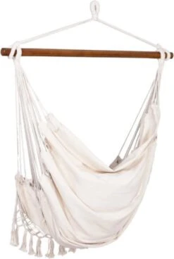 Springos Hangstoel | Binnen & Buiten | Met 2 Kussens | Boekenvak | Ook Voor Kinderen | Belastbaar Tot 150 Kg | Wit -Tuin Verkoop 806x1200