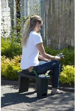 Nature - Tuinkruk 2-in-1 - Tuinzit/-knielkruk - Tuin Werkbank - Grijs - H34 X 66 X 25cm -Tuin Verkoop 814x1200