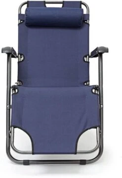 Relaxdays Ligstoel Inklapbaar - Ligbed Met Hoofdsteun - Strandstoel Verstelbaar - Camping - Donkerblauwe -Tuin Verkoop 823x1200