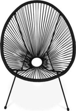 Set Van 2 Design Stoelen Ei-vormig - Acapulco Zwart - Stoelen 4 Poten Retro Design, Plastic Koorden, Binnen/buiten -Tuin Verkoop 830x1200