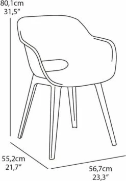 Allibert Akola Tuinstoelen - 2 Stuks -56,5x55x80cm - Donkergrijs -Tuin Verkoop 834x1200