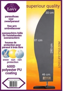 Parasolhoes Voor Zweefparasol–Waterdicht-met Rits En Stok-Superieure Kwaliteit-280cm X 81cm -Tuin Verkoop 839x1200