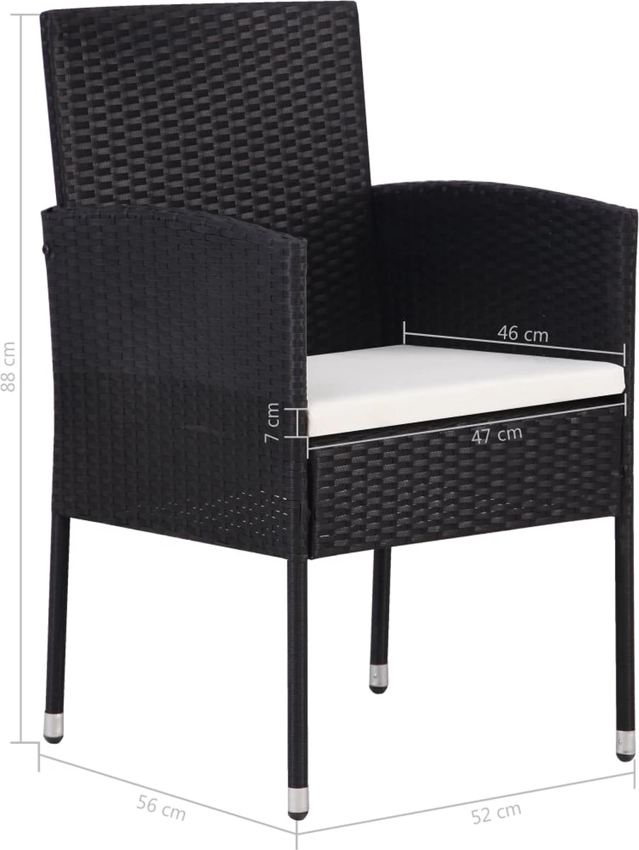 VidaXL 7-delige Tuinset Poly Rattan Zwart 7 VidaXL 7-delige Tuinset Poly Rattan Zwart - Afbeelding 5