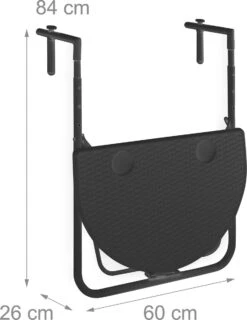 Relaxdays Balkontafel Inklapbaar, Balkon Tafel Rotan, Hangtafel Reling - Zwart -Tuin Verkoop 926x1200