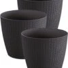 Prosperplast Set Van 3x Stuks Stijlvolle Plantenpotten/bloempotten Kunststof Dia 13 Cm En Hoogte 11 Cm In Het Antraciet Grijs Voor Binnen/buiten -Tuin Verkoop 935x1200 1