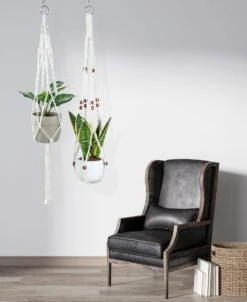 4 Stuks Luxe Macrame Plantenhangers - Boho Handgeweven Katoen Hangpot Voor Binnen/Buiten - Hangende Bloempot Met Kralen - Macramé Touw/Koord Hangplant Houder - Bohemian Wandhanger Decoratie - Plant Hanger - Verticale Tuin Bloempothouder Planthanger -Tuin Verkoop 981x1200 1